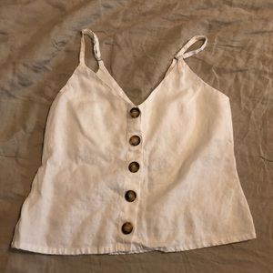 Reformation White Linen Tank Top